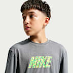 Playera de manga larga Dri-FIT UV para niño talla grande Nike Swim Hydroguard