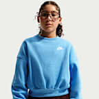 Sudadera de cuello redondo Dri-FIT de corte cuadrado para niña Nike Sportswear Club Fleece