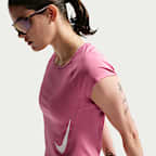 Playera de correr de manga tipo casquillo Dri-FIT para mujer Nike Tempo Swoosh