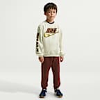 Conjunto de 2 piezas de sudadera de cuello redondo Frosted Futura para niños talla pequeña Nike Sportswear