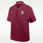 Florida State Sideline Coach Men's Nike College 1/2-Zip Short-Sleeve Hooded Jacket