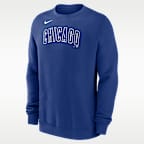 Sudadera de cuello redondo sin cierre Nike de la MLB para hombre Chicago Cubs Wordmark