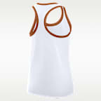 Camiseta de tirantes universitaria Nike con espalda deportiva para mujer Texas Uni Name
