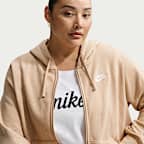 Sudadera con gorro de cierre completo para mujer Nike Sportswear Club Fleece (talla grande)