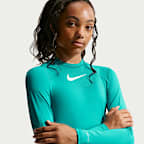 Playera de manga larga Dri-FIT UV para niña talla grande Nike Swim Hydroguard