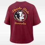 Playera universitaria Nike para mujer Florida State Legacy Pocket Boxy