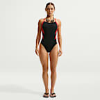 Traje de baño de una sola pieza con espalda deportiva para mujer Nike Swim HydraStrong Fly