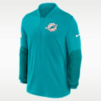 Playera Nike Dri-FIT de la NFL de medio cierre para hombre Miami Dolphins Feel the Pressure