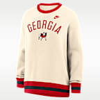 Sudadera universitaria de cuello redondo sin cierre Nike, oversized para mujer Georgia Legacy