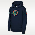 Sudadera con gorro sin cierre Nike de la NFL para niños talla grande Miami Dolphins Rivalries Collection Sideline Club