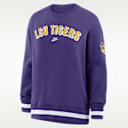 Sudadera de cuello redondo sin cierre oversized universitaria Nike LSU Legacy Phoenix para mujer