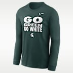 Playera de manga larga universitaria Nike Dri-FIT para hombre Michigan State Sideline Slogan