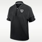 Chamarra de manga corta Nike de la NFL con gorro y medio cierre para hombre Las Vegas Raiders Sideline Coach