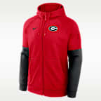Sudadera con gorro universitaria Nike Therma-FIT con cierre completo para hombre Georgia Primetime