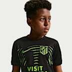 Playera de futbol Nike Dri-FIT para antes del partido del Club Atlético de Madrid visitante para niños talla grande