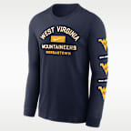 Playera de manga larga universitaria Nike para hombre West Virginia Campus Classic Location