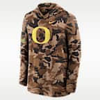 Playera de manga larga universitaria Nike Dri-FIT con gorro para hombre Oregon Military Appreciation