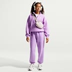 Playera oversized de cierre de 1/4 para niña talla grande Nike Sportswear Studio Fleece