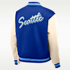 Chamarra bomber Nike de la NFL de cierre a presión de largo completo para hombre Seattle Seahawks Rewind Legacy
