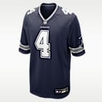 Jersey de juego Nike para hombre Dak Prescott Dallas Cowboys