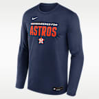 Playera de manga larga Nike Dri-FIT de la MLB para hombre Houston Astros Authentic Collection Team Issue