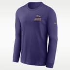Playera de manga larga Nike Dri-FIT de la NFL para hombre Baltimore Ravens Sideline Team Issue