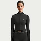 Chamarra cropped de cierre completo para mujer NikeSKIMS Ribbed Seamless