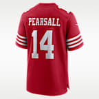 Jersey de fútbol americano Nike de la NFL Game para hombre Ricky Pearsall San Francisco 49ers