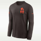 Playera de manga larga Nike Dri-FIT de la NFL para hombre Cleveland Browns Sideline Team Issue