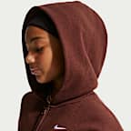 Sudadera con gorro oversized de cierre completo para niña talla grande Nike Sportswear Studio Fleece