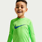 Conjunto de playera de manga larga y shorts para niño talla pequeña Nike Swim Breaker Logo Tape