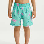Conjunto de playera de manga larga y shorts para niño talla pequeña Nike Swim Breaker Logo Tape