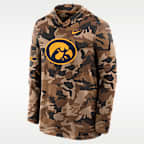 Sudadera con gorro sin cierre universitaria Nike Dri-FIT para hombre Iowa Military Appreciation