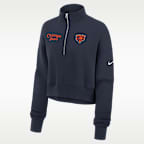 Sudadera de cuello redondo Nike de la NFL cropped con cierre de 1/4 para mujer Chicago Bears Phoenix