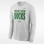 Playera de manga larga universitaria Nike Dri-FIT para hombre Oregon Sideline Slogan