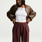 Pants plisados de tiro alto oversized con dobladillo abierto para mujer Nike Studio Fleece Heavyweight
