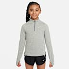 Playera de manga larga Dri-FIT con cierre de 1/4 para niña Nike