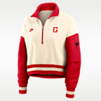 Sudadera de cuello redondo universitaria Nike oversized cropped de cierre de 1/4 para mujer Georgia Legacy