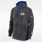 Sudadera con gorro Nike de la NFL de cierre completo para hombre Los Angeles Rams Playbook Page Club
