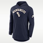 Playera universitaria Nike Dri-FIT con gorro de manga larga para hombre West Virginia Legacy Arch