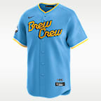 Jersey Nike Dri-FIT ADV de la MLB Limited para hombre Christian Yelich Milwaukee Brewers City Connect