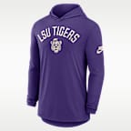 LSU Legacy Arch Men's Nike Dri-FIT College Long-Sleeve Hooded T-Shirt