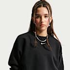 Sudadera de cuello redondo de tejido Fleece de corte cuadrado para niña Nike Sportswear Studio