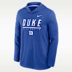 Playera de manga larga universitaria Nike Dri-FIT con gorro para hombre Duke Sideline