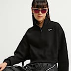 Nike Studio Fleece Medium Weight Women's Oversized 1/4-Zip Cropped Top