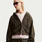 Sudadera con gorro cropped oversized de cierre completo para mujer Nike Studio Fleece Medium Weight