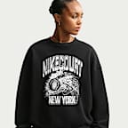 Playera oversized con estampado para mujer Nike Studio Fleece Medium Weight