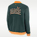 Chamarra bomber Nike de la MLB de cierre completo para hombre Baltimore Orioles Authentic Collection City Connect