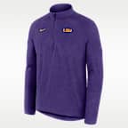 Playera de manga larga universitaria Nike Dri-FIT de medio cierre para hombre LSU Stride