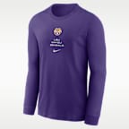 Playera de manga larga universitaria Nike Dri-FIT para hombre LSU Sideline